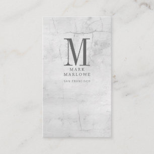 Minimal Monogram Marble Texture Business Card