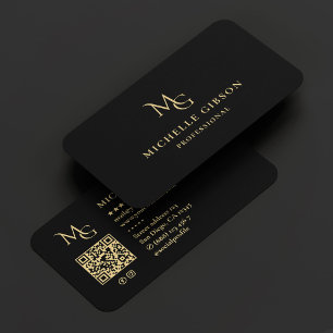 Minimal Monogram MG Professional Elegant Black Business Card
