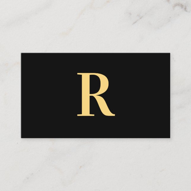 Minimal Monogram Modern Black Gold Business Card (Front)