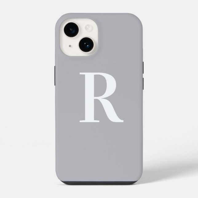 Minimal Monogram Modern Grey iPhone Case (Back)