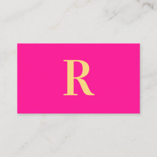 Minimal Monogram Modern Hot Pink Business Card
