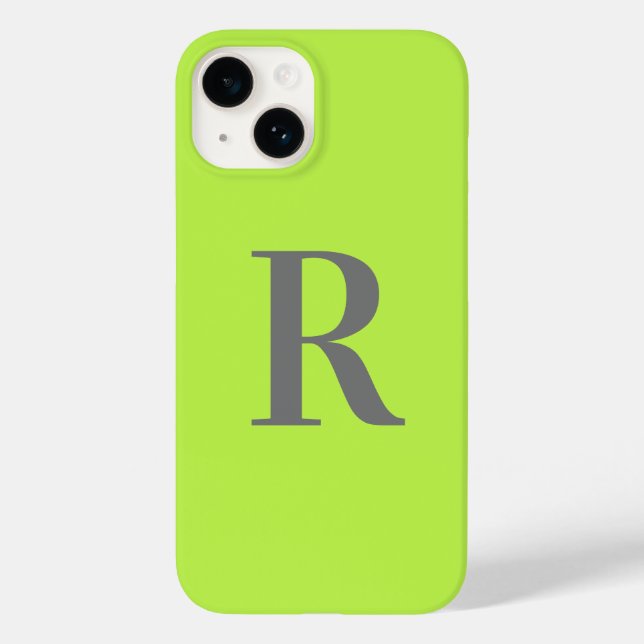 Minimal Monogram Modern Lime Green Case-Mate iPhone Case (Back)
