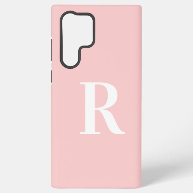 Minimal Monogram Modern Pink Samsung Galaxy S22 Ultra Case (Back)