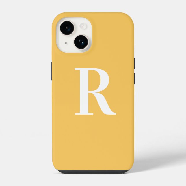 Minimal Monogram Modern Yellow iPhone Case (Back)