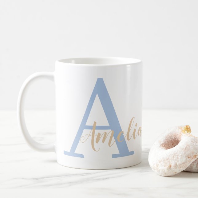 Minimal Monogram Name Coffee Mug (With Donut)