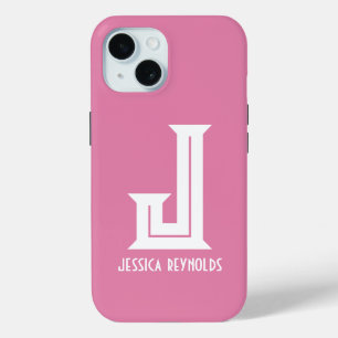 Minimal Monogram Pink iPhone 15 Case