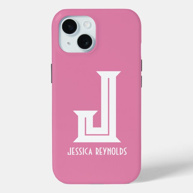 Minimal Monogram Pink Case-Mate iPhone Case (Back)