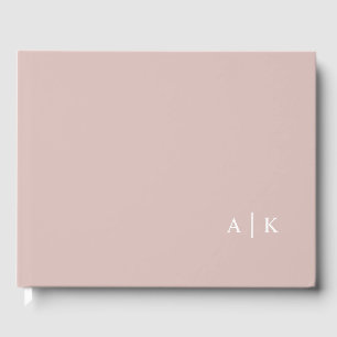 Minimal monogram pink wedding guest book