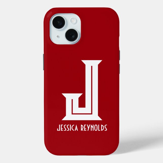 Minimal Monogram Red Case-Mate iPhone Case (Back)