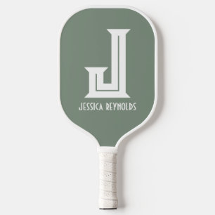 Minimal Monogram Sage Green Pickleball Paddle