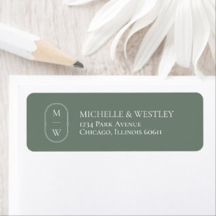 Minimal Monogram Sage Green Wedding Return Address