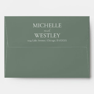 Minimal Monogram Sage Green Wedding Return Address Envelope