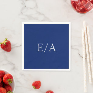 Minimal Monogram Simple Elegant Navy Blue Wedding Napkin