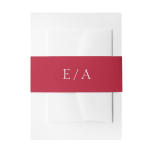 Minimal Monogram Simple Elegant Red Wedding Invitation Belly Band