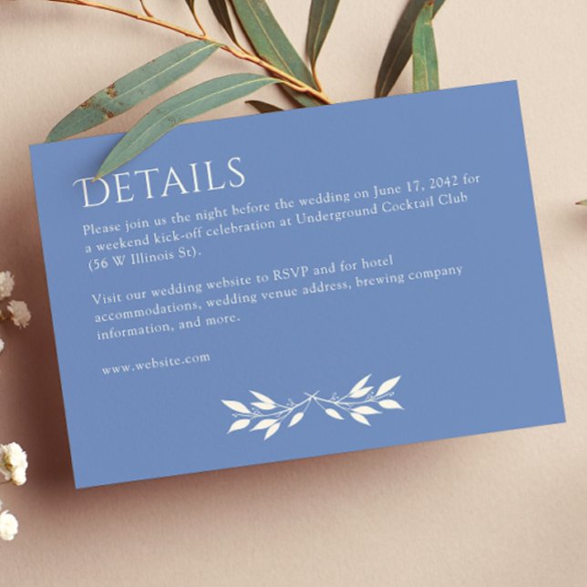Minimal Monogram Striped Cornflower Blue Details Enclosure Card (Creator Uploaded)