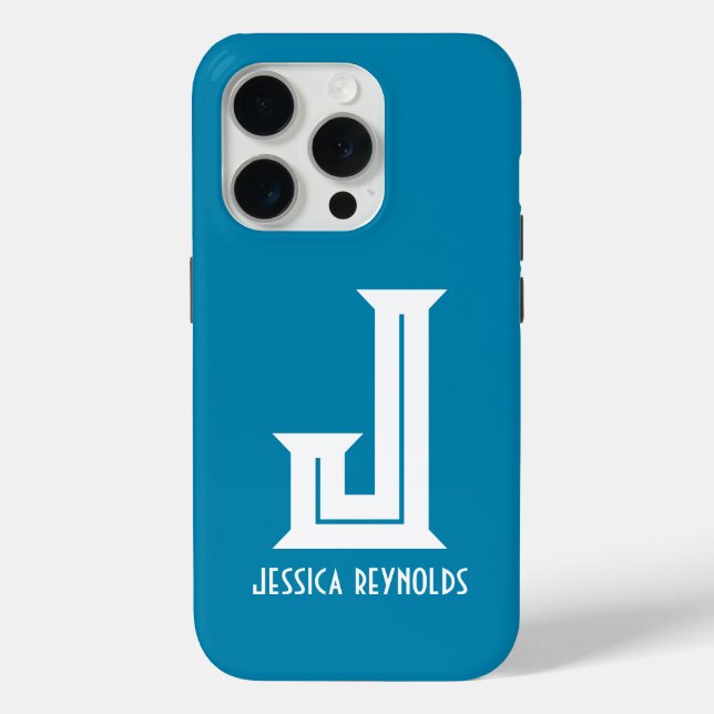 Minimal Monogram Teal Case-Mate iPhone Case (Back)