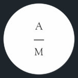 Minimal Monogram Trendy Chic Black White Wedding<br><div class="desc">Minimalist Monogram Trendy Chic Typography Wedding Classic Round Sticker in Black and White</div>