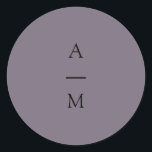 Minimal Monogram Trendy Chic Dusty Purple Wedding<br><div class="desc">Minimalist Monogram Trendy Chic Typography Wedding Classic Round Sticker in Boho Dusty Purple</div>