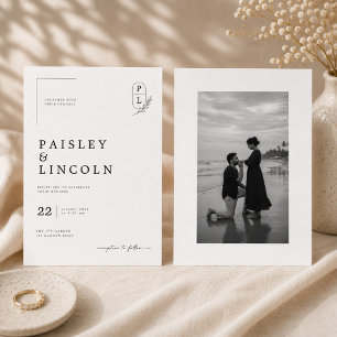 Minimal Monogram Wedding Invitation Design.