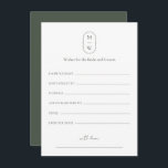 Minimal Monogram Wedding Wishes For Bride & Groom Advice Card<br><div class="desc">Minimal Monogram Moss Green Wedding Wishes For Bride & Groom Advice Card. Personalise the custom text above. You can find additional coordinating items in our "Minimalist Monogram Sage Green & Moss Green Wedding" collection. ***PLEASE NOTE: ALL OF THE WORDING AND TEXT AND BACKGROUND COLOR IS EDITABLE. You can change all...</div>