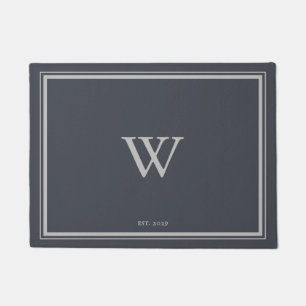 Minimal Monogram Welcome Anchor Grey   Silver Doormat