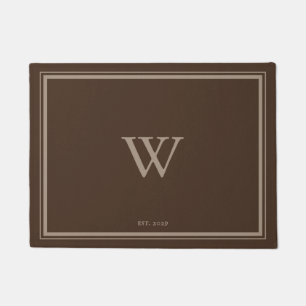 Minimal Monogram Welcome Brown Tan Doormat