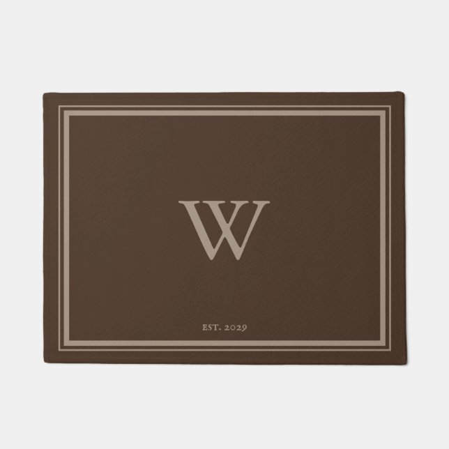 Minimal Monogram Welcome Brown | Tan Doormat (Front)