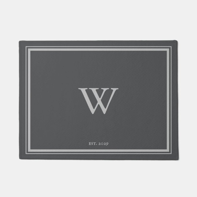 Minimal Monogram Welcome Iron Grey | Silver Doormat (Front)