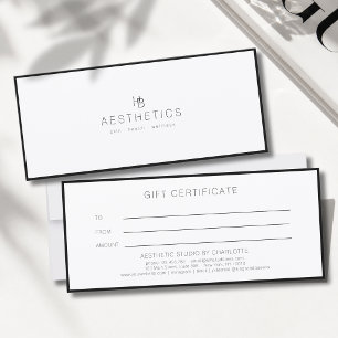 Minimal Monogram White Salon Gift Certificate