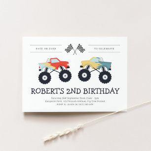 Minimal Monster Truck Birthday Party Invitation