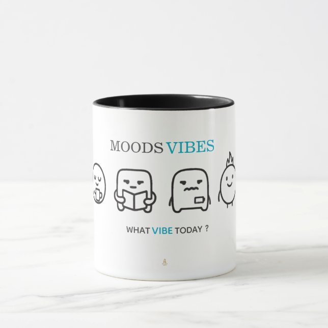 Minimal “Moods Vibes” Cute Line Art T-Shirt | Kali Mug (Center)