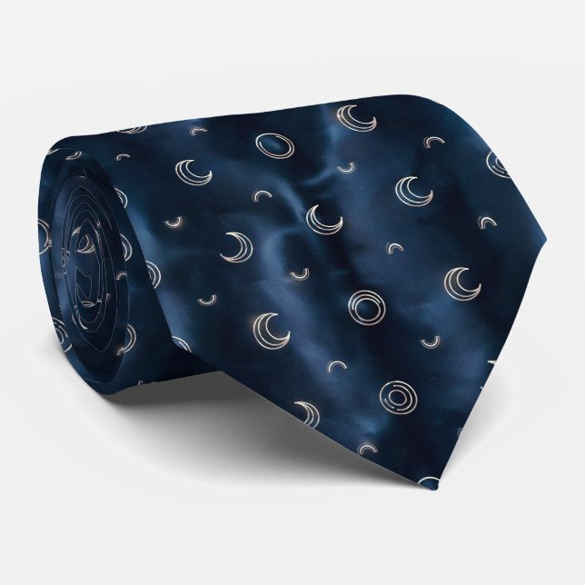 Minimal Moon Phase Pattern Tie (Rolled)