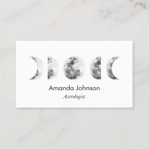 Minimal Moon Phases Astrology Yoga Holistic Healer Business Card