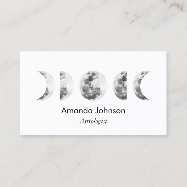 Minimal Moon Phases Astrology Yoga Holistic Healer Business Card (Front)