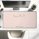 Minimal Motivational Dream Plan Do Script Pink Desk Mat<br><div class="desc">Introducing our personalised desk mat, where minimalism meets motivation. Crafted for the ambitious individual, this mat is a fusion of style and inspiration. At its centre, the empowering mantra "Dream. Plan. Do." is beautifully scripted in a modern font, serving as a daily nudge towards your goals. Paired with this, your...</div>