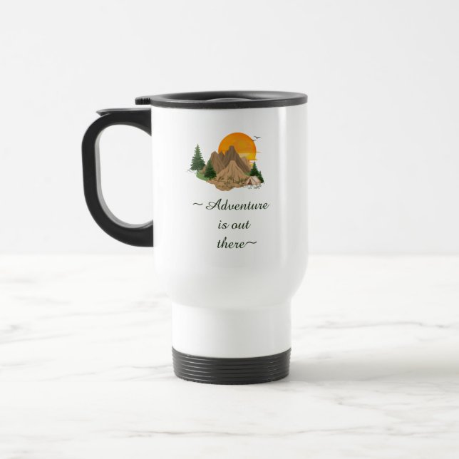 Minimal Mountain Adventure Travel Mug (Left)