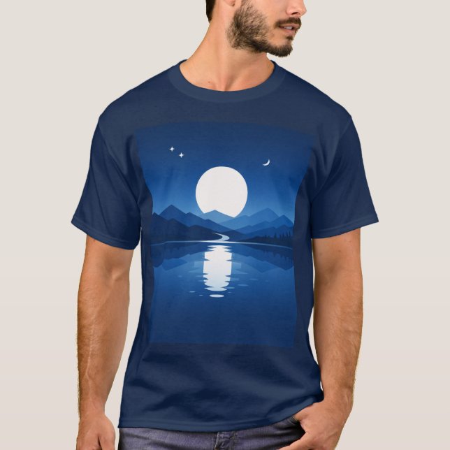 Minimal Mountain & Moon T-Shirt (Front)