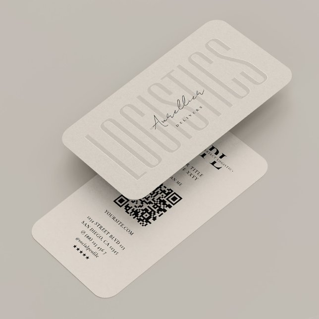 Minimal Moving Logistics Professional Sand Business Card (Creator Uploaded)
