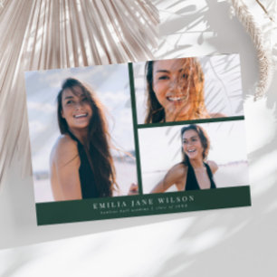 Minimal Multi Photo Graduation Announcement Green