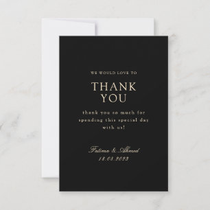 Minimal Muslim Black Wedding Thank You Card
