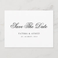 Minimal Muslim White Black Script Save The Date