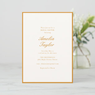 Minimal Mustard Script Cream Classic Bridal Shower Invitation