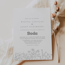 Minimal Muted Grey Wildflower Spanish Wedding