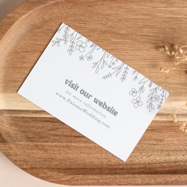 Minimal Muted Grey Wildflower Wedding Website Enclosure Card (Creator Uploaded)