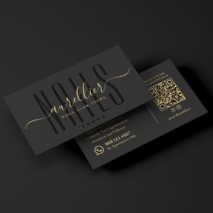 Minimal Nail Artist Luxury Nail Salon Studio Black Business Card