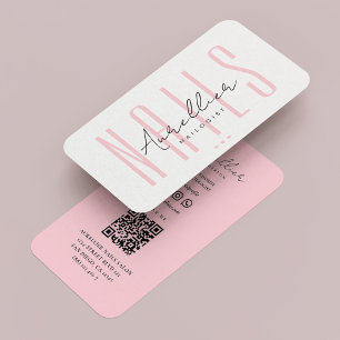 Minimal Nail Tech Aesthetic Pastel Pink Manicurist Business Card