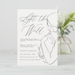 Minimal Nativity Line Light the World Christmas Invitation