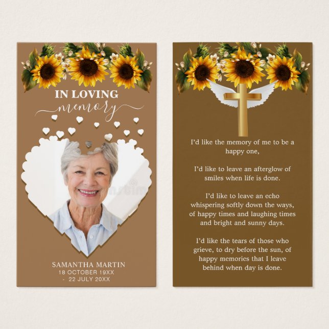 Minimal Natural Memorial Funeral Bookmark (Front & Back)