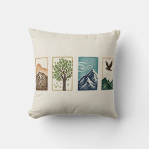 Minimal Nature Set – Mountain & Tree Art