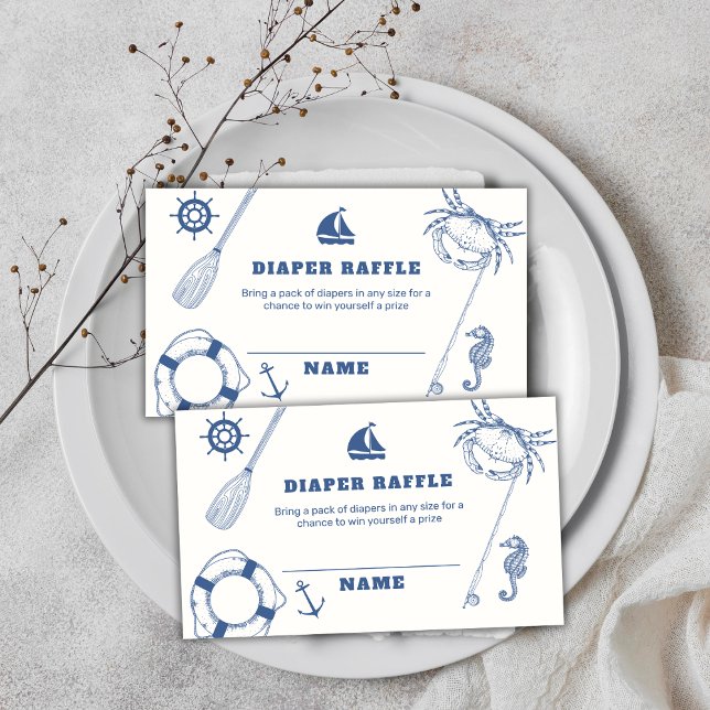 Minimal Nautical Fishing Diaper Raffle Baby Shower Enclosure Card (Minimal Nautical Fishing Diaper Raffle Baby Shower Enclosure Card)